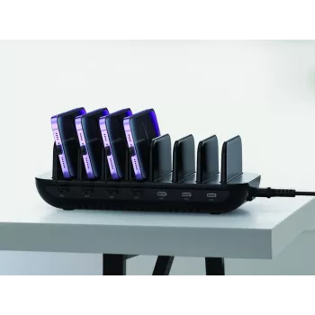 Conceptronic OZUL07B 160 W 7 portu USB PD uzlādes stacija, USB-C x 7, PD 3.0