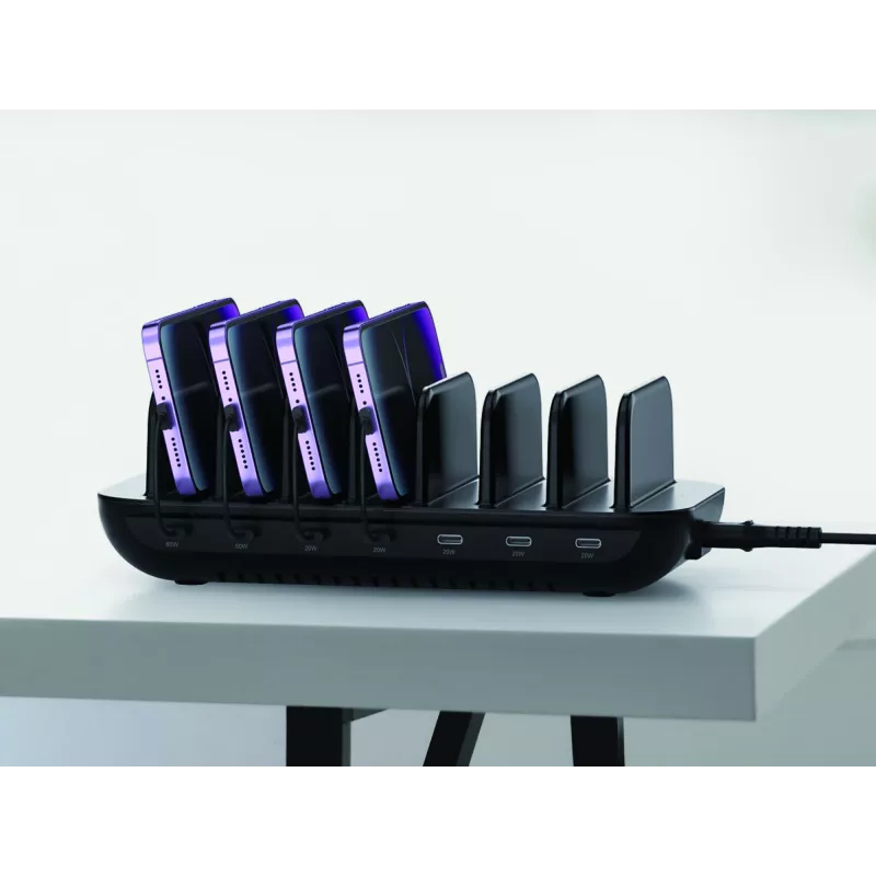 Conceptronic OZUL07B 160 W 7 portu USB PD uzlādes stacija, USB-C x 7, PD 3.0