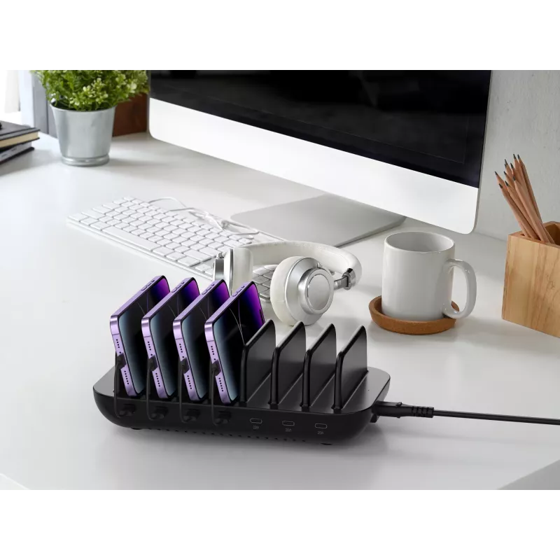Conceptronic OZUL07B 160 W 7 portu USB PD uzlādes stacija, USB-C x 7, PD 3.0