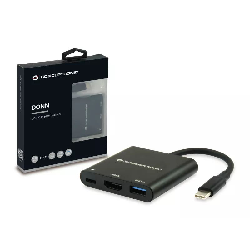 Conceptronic DONN01B klēpjdatora dokstacija/portu replikators USB 3.2 Gen 1 (3.1 Gen 1) Type-C melna
