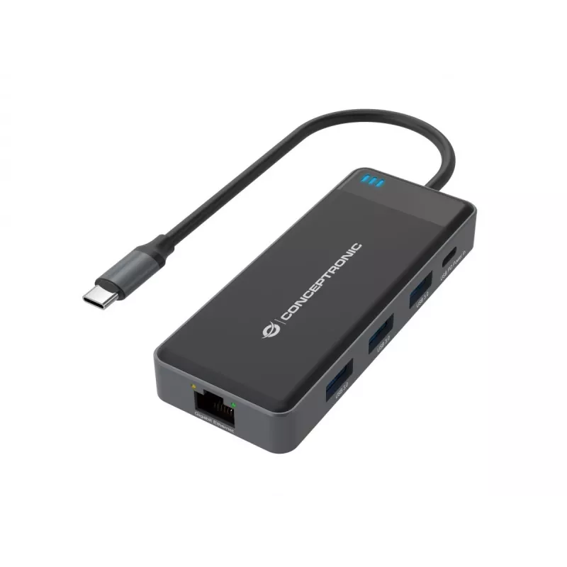 Conceptronic DONN14G klēpjdatora dokstacija/porta replikators, vadu, USB 3.2 Gen 1 (3.1 Gen 1) Type-C, pelēka