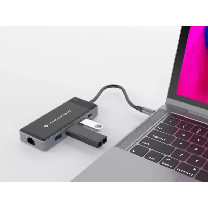 Conceptronic DONN14G klēpjdatora dokstacija/porta replikators, vadu, USB 3.2 Gen 1 (3.1 Gen 1) Type-C, pelēka