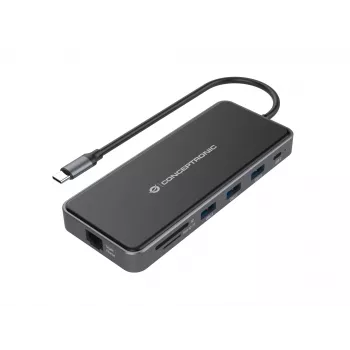 Conceptronic DONN15G portatīvā datora dokstacija/portu replikators Vadu USB 3.2 Gen 1 (3.1 Gen 1) Type-C Pelēks