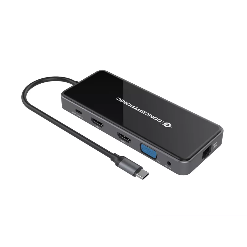 Conceptronic DONN15G portatīvā datora dokstacija/portu replikators Vadu USB 3.2 Gen 1 (3.1 Gen 1) Type-C Pelēks