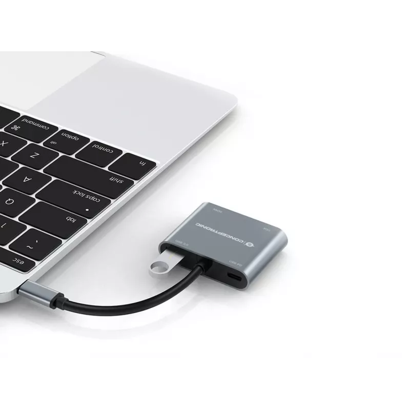 Conceptronic DONN16G Vadu USB 3.2 Gen 1 Type-C Pelēks 100 W 4K Ultra HD