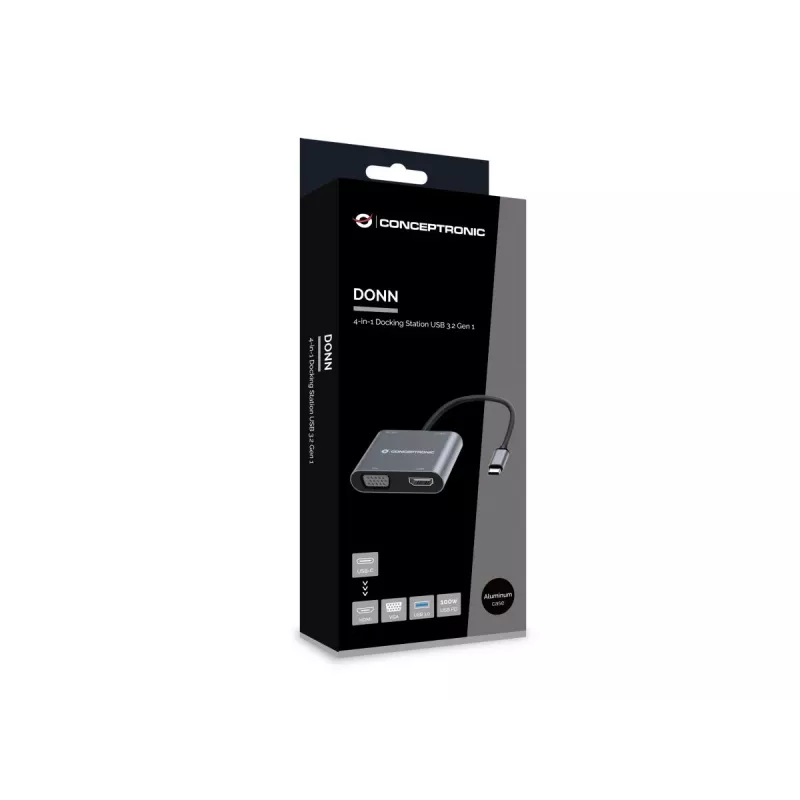 Conceptronic DONN16G Vadu USB 3.2 Gen 1 Type-C Pelēks 100 W 4K Ultra HD