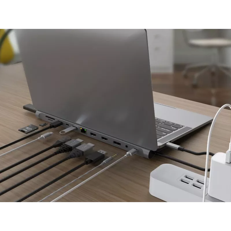 Conceptronic DONN17G piezīmjdatora dokstacija/portu replikators, vadu, USB 3.2 Gen 1 (3.1 Gen 1) Type-C, pelēks
