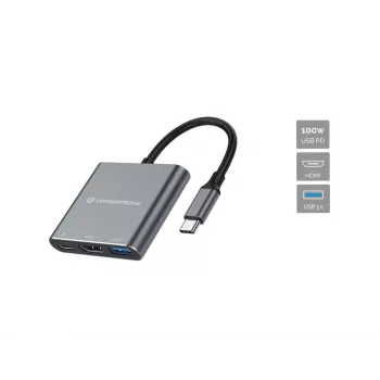 Conceptronic DONN18G 3-in-1 USB 3.2 Gen 1 dokstacija, HDMI, USB 3.0, 100W USB PD