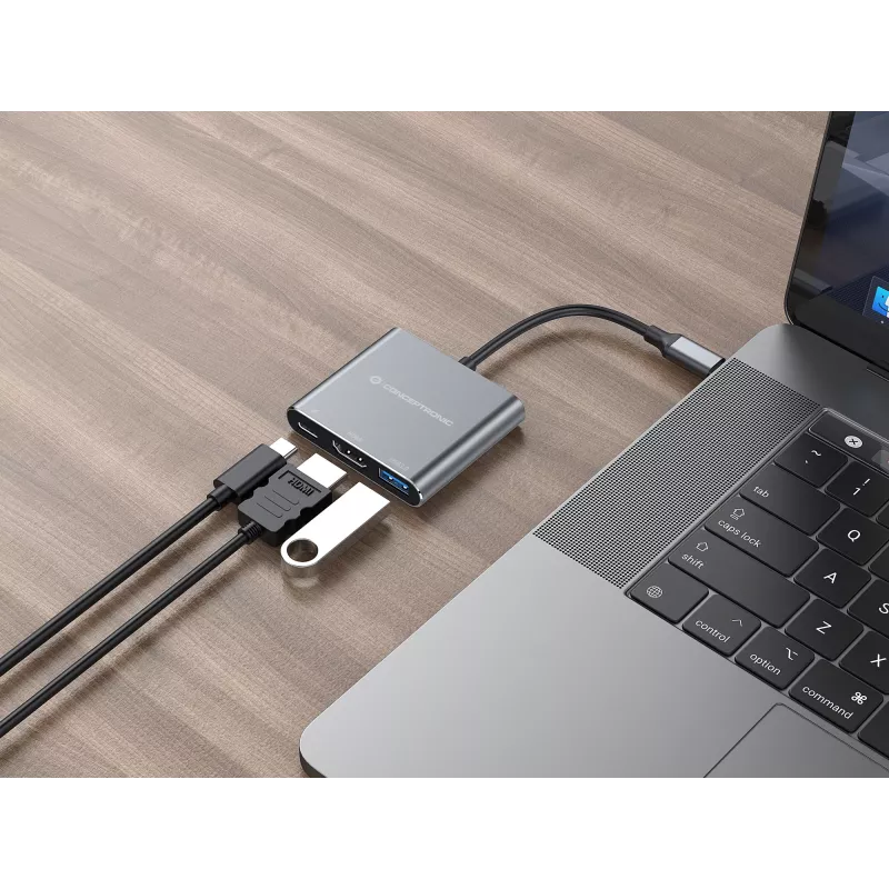 Conceptronic DONN18G 3-in-1 USB 3.2 Gen 1 dokstacija, HDMI, USB 3.0, 100W USB PD