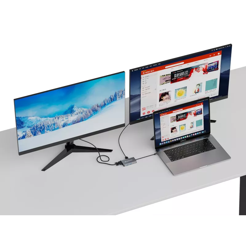 Conceptronic DONN21G klēpjdatora dokstacija / portu replikators, vadu, USB 3.2 Gen 1 (3.1 Gen 1) Type-C, pelēks