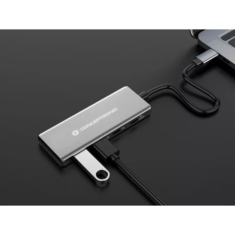 Conceptronic HUBBIES15G interfeisa centrmezgls USB 3.2 Gen 2 (3.1 Gen 2) Type-C 10000 Mbit/s Pelēks