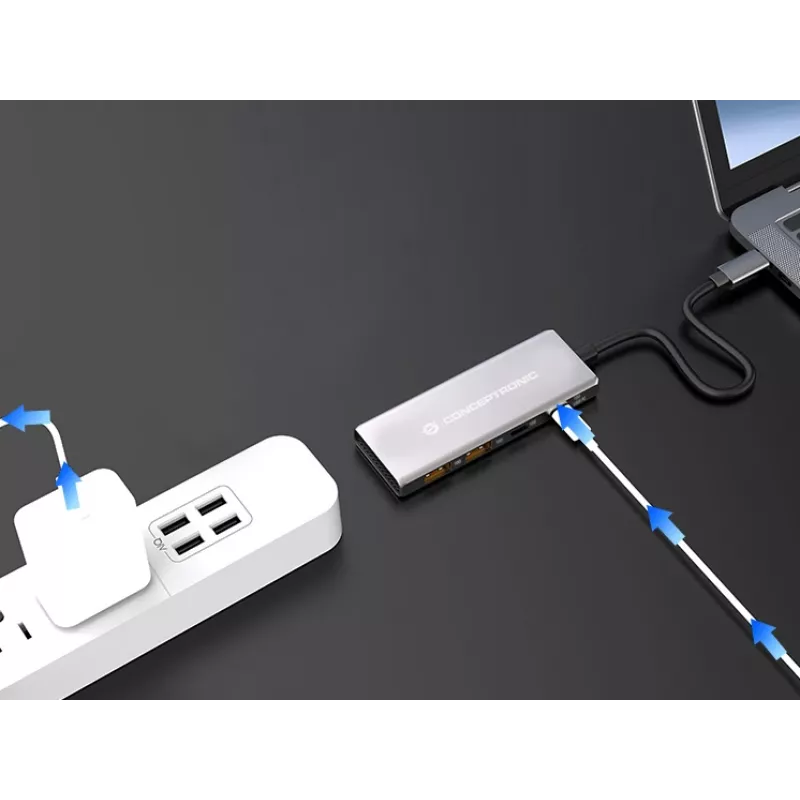 Conceptronic HUBBIES15G interfeisa centrmezgls USB 3.2 Gen 2 (3.1 Gen 2) Type-C 10000 Mbit/s Pelēks