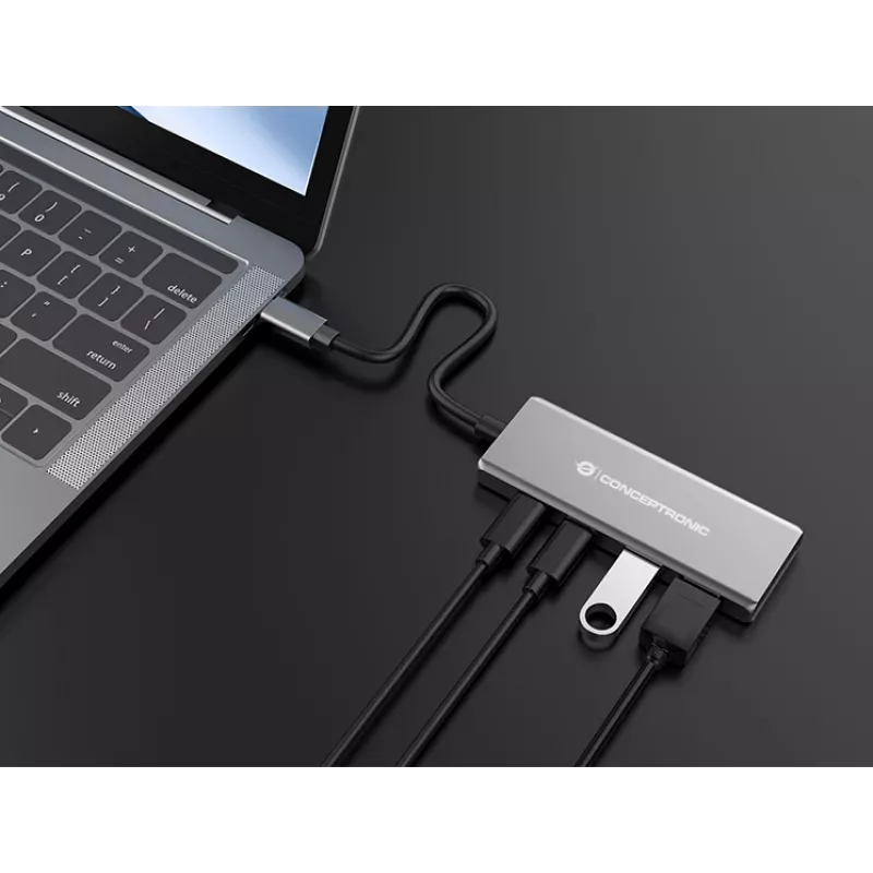 Conceptronic HUBBIES15G interfeisa centrmezgls USB 3.2 Gen 2 (3.1 Gen 2) Type-C 10000 Mbit/s Pelēks
