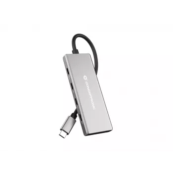 Conceptronic HUBBIES17G saskarnes centrmezgls USB 3.2 Gen 2 (3.1 Gen 2) Type-C 10000 Mbit/s Pelēks