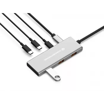 Conceptronic HUBBIES17G saskarnes centrmezgls USB 3.2 Gen 2 (3.1 Gen 2) Type-C 10000 Mbit/s Pelēks