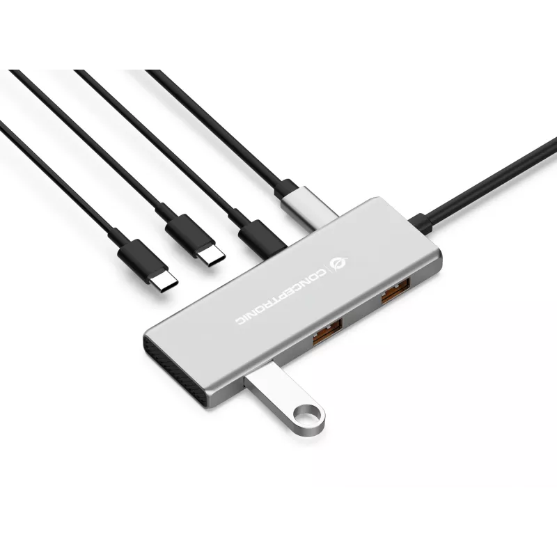 Conceptronic HUBBIES17G saskarnes centrmezgls USB 3.2 Gen 2 (3.1 Gen 2) Type-C 10000 Mbit/s Pelēks