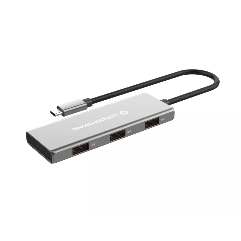 Conceptronic HUBBIES17G saskarnes centrmezgls USB 3.2 Gen 2 (3.1 Gen 2) Type-C 10000 Mbit/s Pelēks