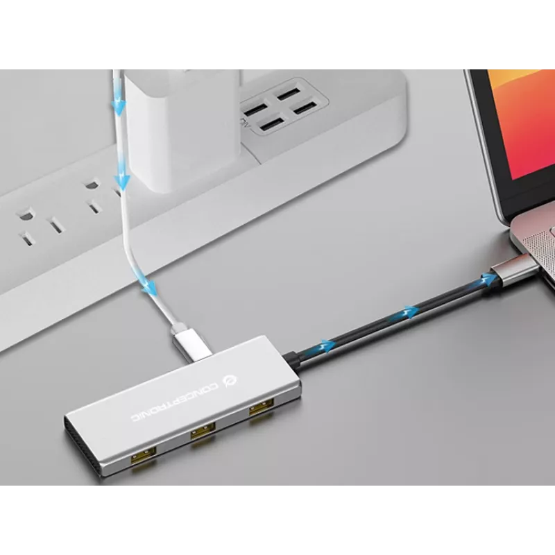 Conceptronic HUBBIES17G saskarnes centrmezgls USB 3.2 Gen 2 (3.1 Gen 2) Type-C 10000 Mbit/s Pelēks