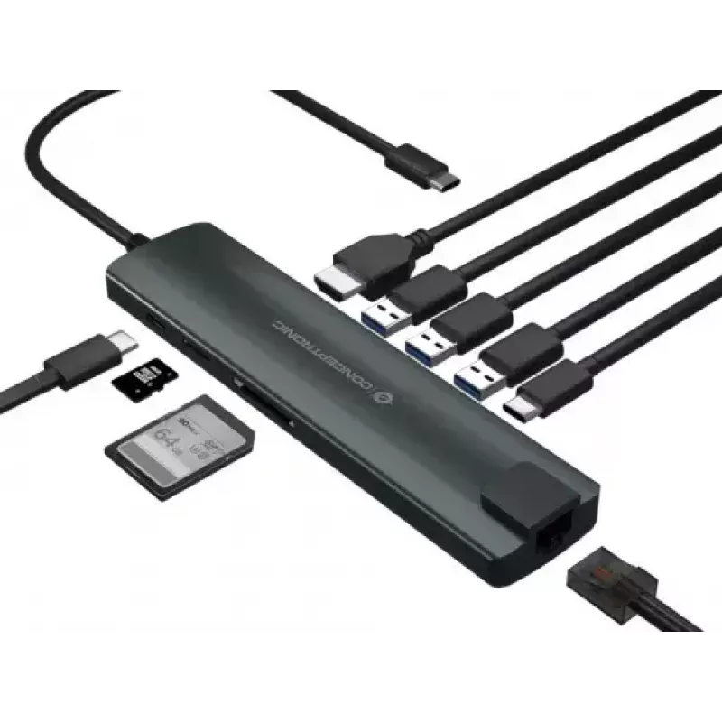 Conceptronic DONN 9-in-1 daudzfunkciju USB centrmezgla adapteris