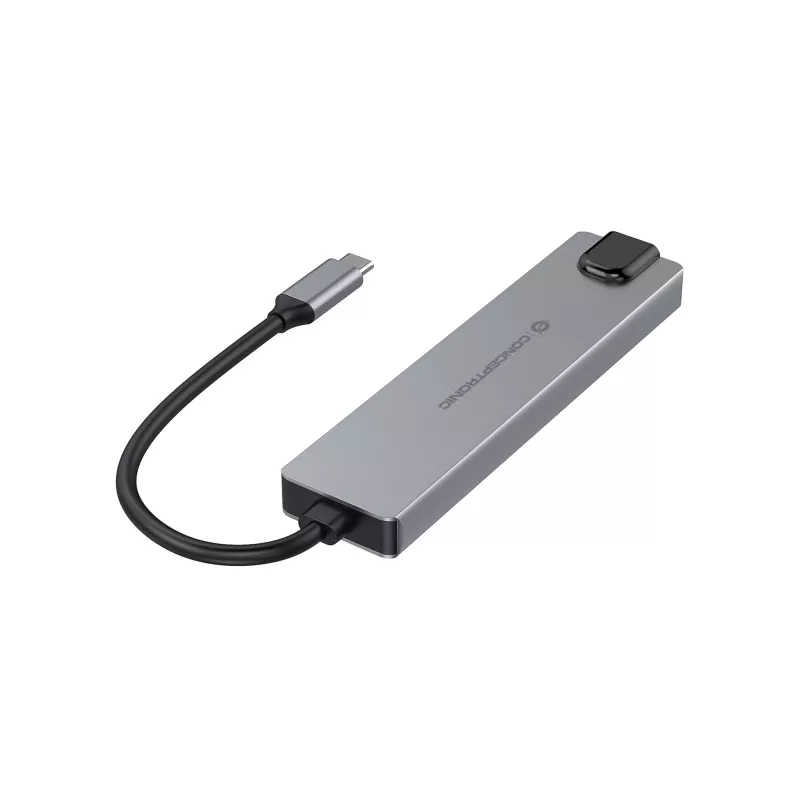Conceptronic DONN29G 6-in-1 USB 3.2 Gen 2 dokstacija, 4K60Hz HDMI, USB-A 10Gbps x 2, USB-C 10Gbps, GbE LAN, 140W USB PD 3.1