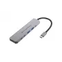 6-in-1 USB 3.2 Gen 1 Dokingstacija CONCEPTRONIC DONN33G HDMI, 2×USB-A 5Gbps, 2×USB-C 5Gbps, 100W USB PD, Sudraba