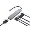 6-in-1 USB 3.2 Gen 1 Dokingstacija CONCEPTRONIC DONN33G HDMI, 2×USB-A 5Gbps, 2×USB-C 5Gbps, 100W USB PD, Sudraba