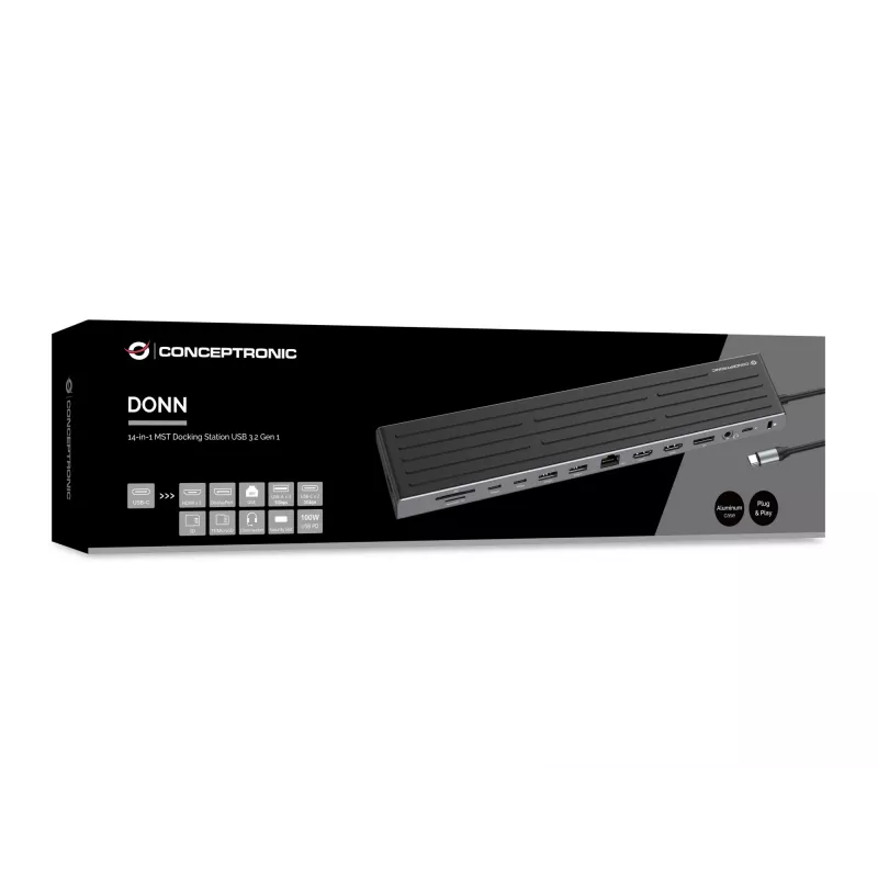 Dokstacija Conceptronic DONN32B 14-vienā USB 3.2 Gen 1 HDMI DP
