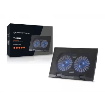 Conceptronic THANA klēpjdatora dzesēšanas paliktnis, piemērots līdz 17 collām, 2 ventilatori