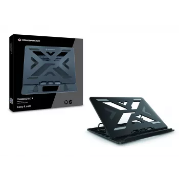 Conceptronic ERGO klēpjdatora dzesēšanas statīvs, klēpjdatora statīvs, melns, 39,6 cm (15,6 collas)