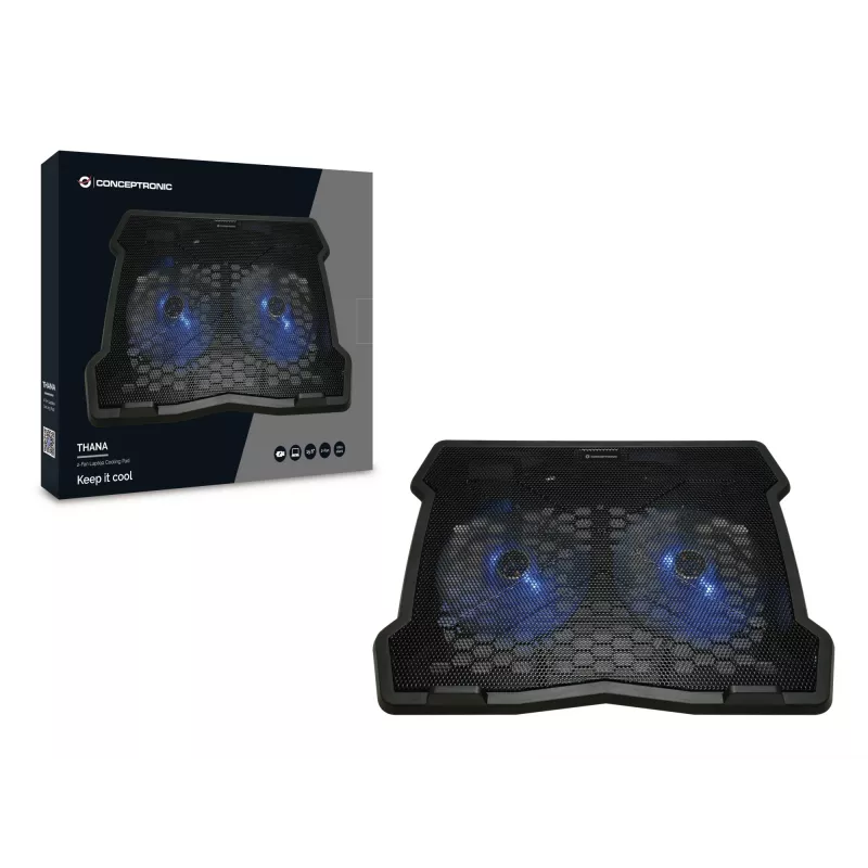 Conceptronic THANA06B klēpjdatora dzesēšanas paliktnis 39,6 cm (15,6 collas) Melns