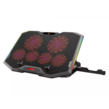 Conceptronic THYIA ERGO spēļu klēpjdatora dzesēšanas paliktnis ar 6 ventilatoriem, 43.2 cm (17 collas), 6 gab., pogas, pelēks, zils, zaļš, sarkans, Ķīna