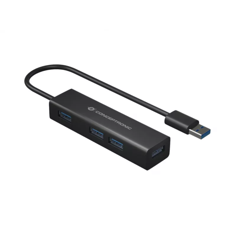 Conceptronic 4 portu USB 3.0 alumīnija centrmezgls ar USB-C uz USB-A adapteri