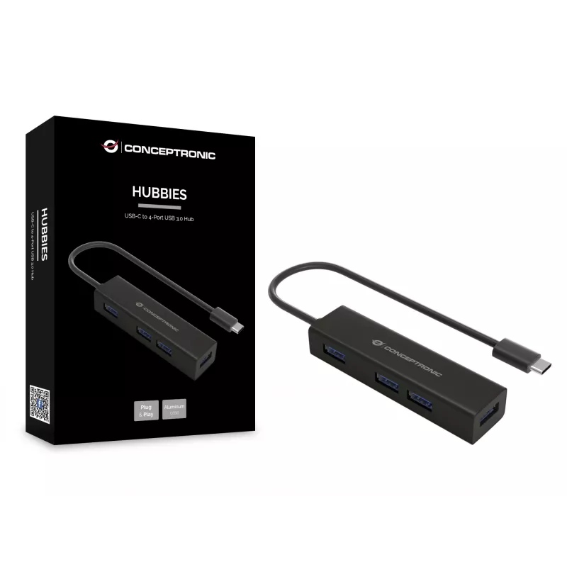 Conceptronic HUBBIES USB-C uz 4 portu USB 3.0 centrmezgls