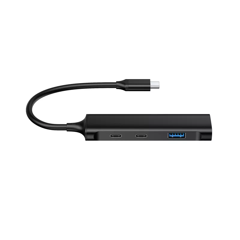 Conceptronic HUBBIES 4 portu USB 3.0 centrmezgls, 2 USB-C un 2 USB-A pieslēgvietas, alumīnija korpuss, USB-C savienotājs