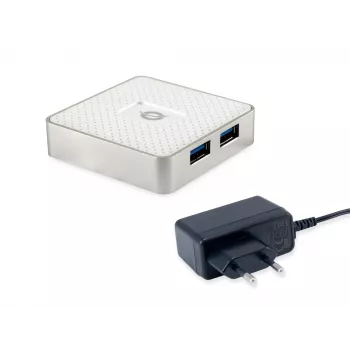 Conceptronic HUBBIES03W saskarnes centrmezgls USB 3.2 Gen 1 (3.1 Gen 1) Micro-B 5000 Mbit/s Balts