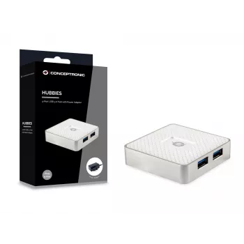 Conceptronic HUBBIES03W saskarnes centrmezgls USB 3.2 Gen 1 (3.1 Gen 1) Micro-B 5000 Mbit/s Balts