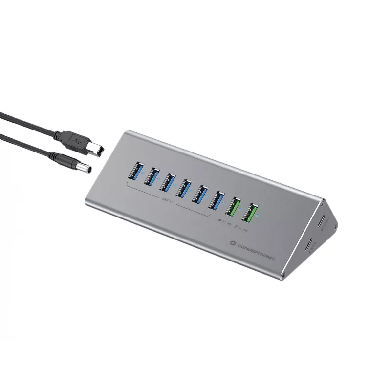 Conceptronic HUBBIES18G 10-in-1 60W USB 3.0 Hub Charger Combo, 2-in-1 USB-C USB-A kabelis, USB 3.2 Gen 1