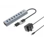 Conceptronic HUBBIES21GP 7 portu USB 3.0 centrmezgls ar strāvas adapteri, 5 Gbps, USB-A x 7