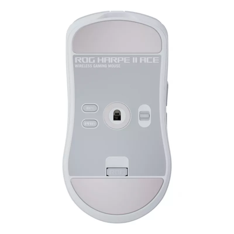 Spēļu pele ASUS ROG Harpe II Ace, labās rokas, optiskā 42 000 DPI, RF bezvadu + Bluetooth + USB Type-A, 5 pogas, balta