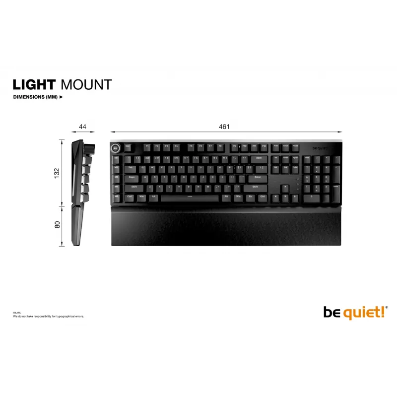 be quiet! Light Mount Silent Linear DE ISO tastatūra Gaming USB QWERTZ Melna