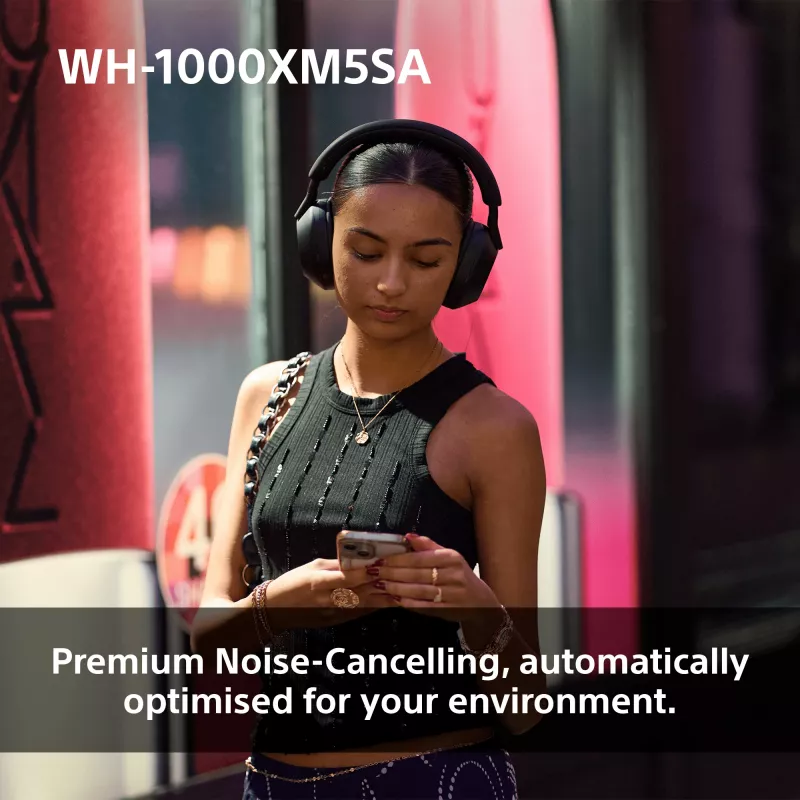 Sony WH-1000XM5SA austiņas, vadu un bezvadu, galvas saite, mūzika, USB Type-C, Bluetooth, melnas