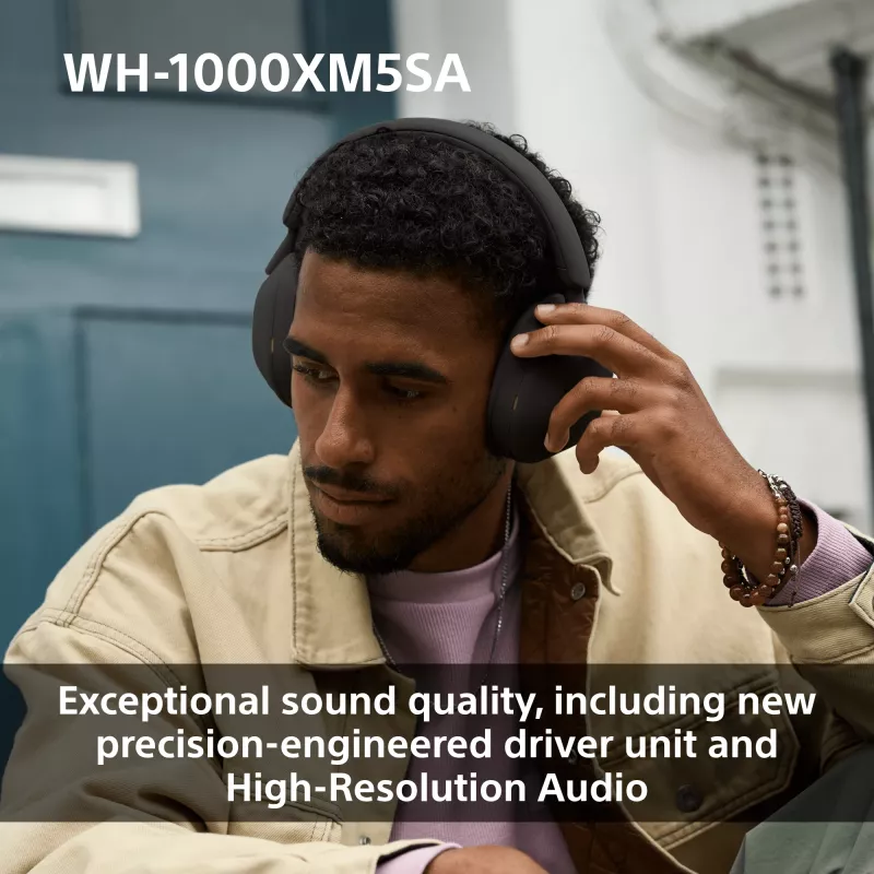 Sony WH-1000XM5SA austiņas, vadu un bezvadu, galvas saite, mūzika, USB Type-C, Bluetooth, melnas