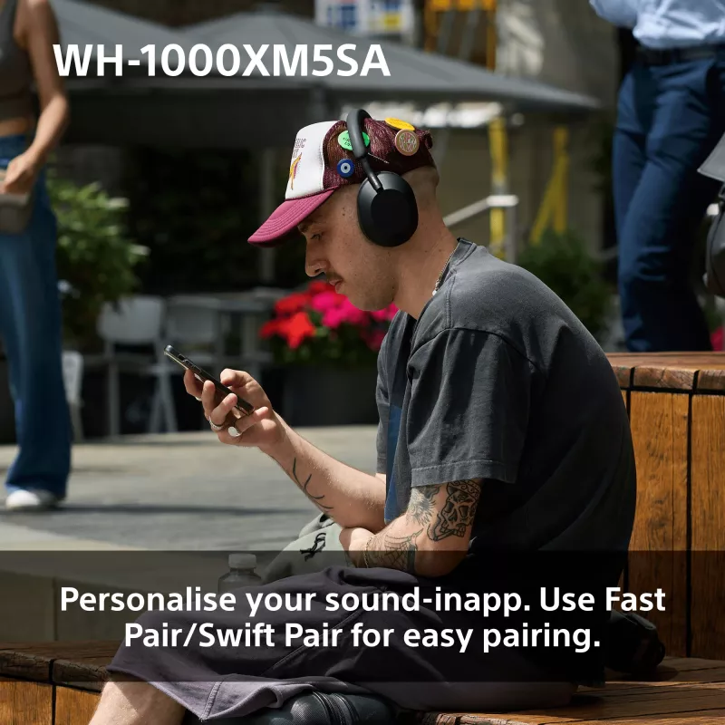 Sony WH-1000XM5SA austiņas, vadu un bezvadu, galvas saite, mūzika, USB Type-C, Bluetooth, melnas