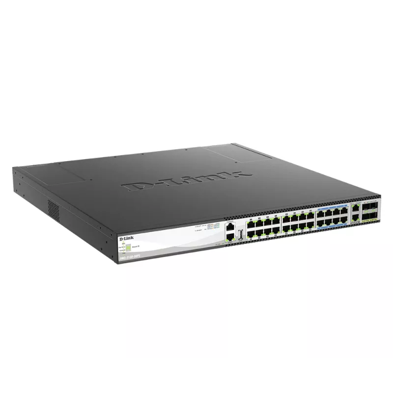 D-Link DMS-3130-30PS tīkla slēdzis, pārvaldīts L3, 2.5G Ethernet (100/1000/2500), Power over Ethernet (PoE), 1U, melns