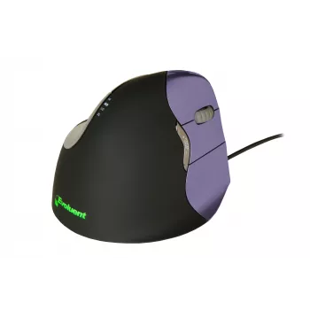 BakkerElkhuizen Evoluent 4 Small, labā roka, vertikāls dizains, lāzera, USB Type-A, 2600 DPI, melns, violets