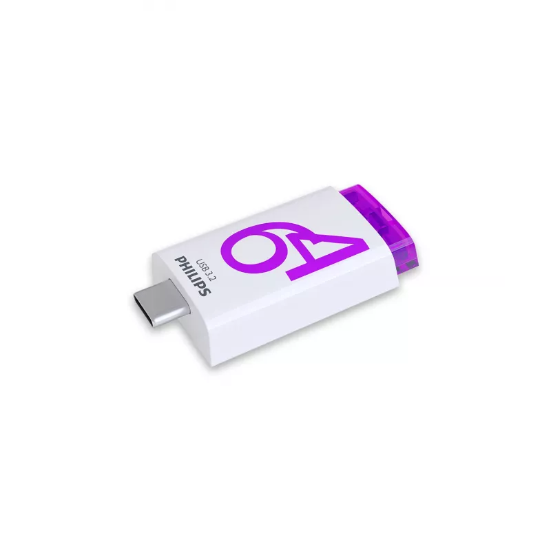 Philips Click USB zibatmiņa 64 GB USB Type-C 3.2 Gen 1 (3.1 Gen 1) violeta, balta