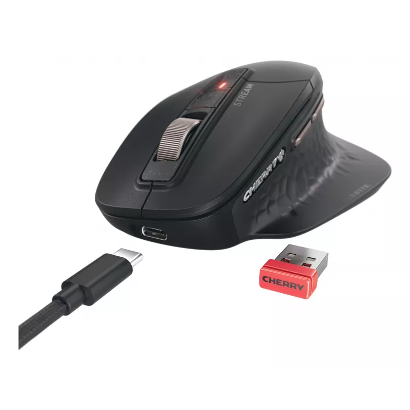 CHERRY Stream ultimate pele, universāla, labā roka, RF bezvadu + Bluetooth + USB-C, 4000 DPI
