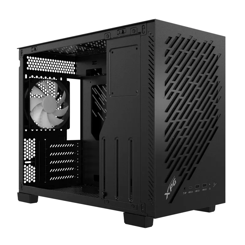 XPG VALOR AIR NANO MID-TOWER CHASSIS - Melns, Midi Tower, PC, Melns, micro ATX, Mini-ITX, SPCC, 17 cm