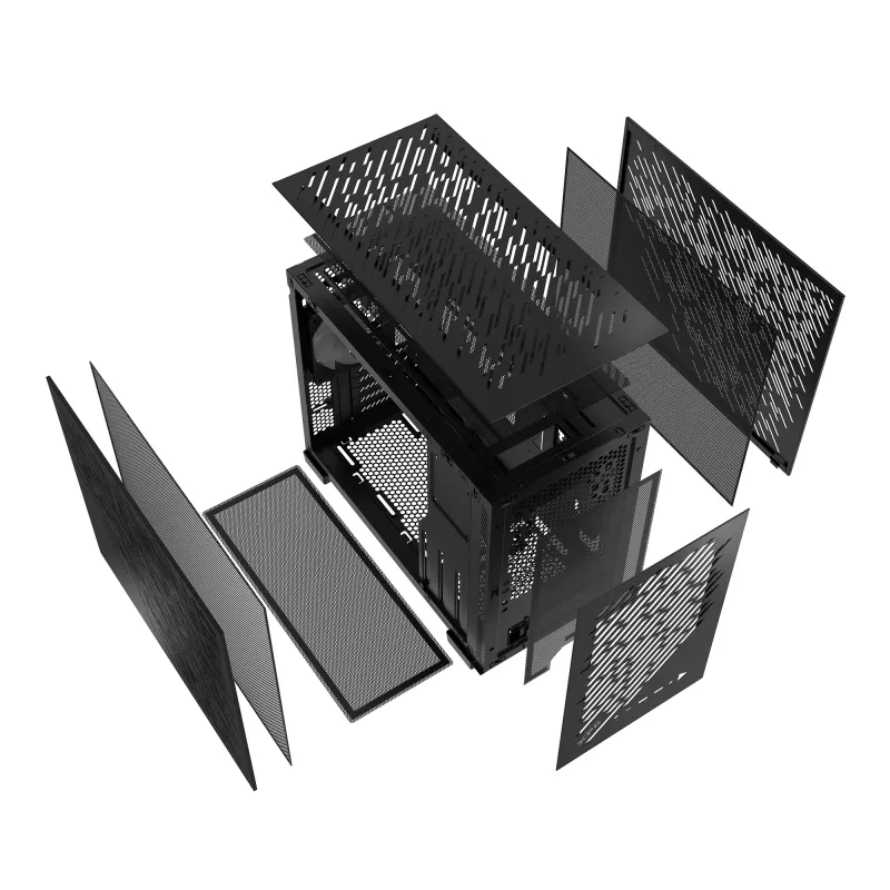 XPG VALOR AIR NANO MID-TOWER CHASSIS - Melns, Midi Tower, PC, Melns, micro ATX, Mini-ITX, SPCC, 17 cm