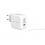 Conceptronic 3 portu 67 W GaN USB PD lādētājs ar USB-C uzlādes kabeli, USB-C x 2, USB-A x 1, QC 3.0, PPS